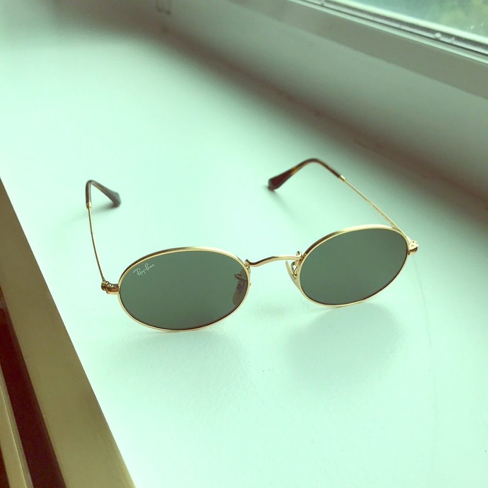 Ray-Ban oval flat gold & green classic